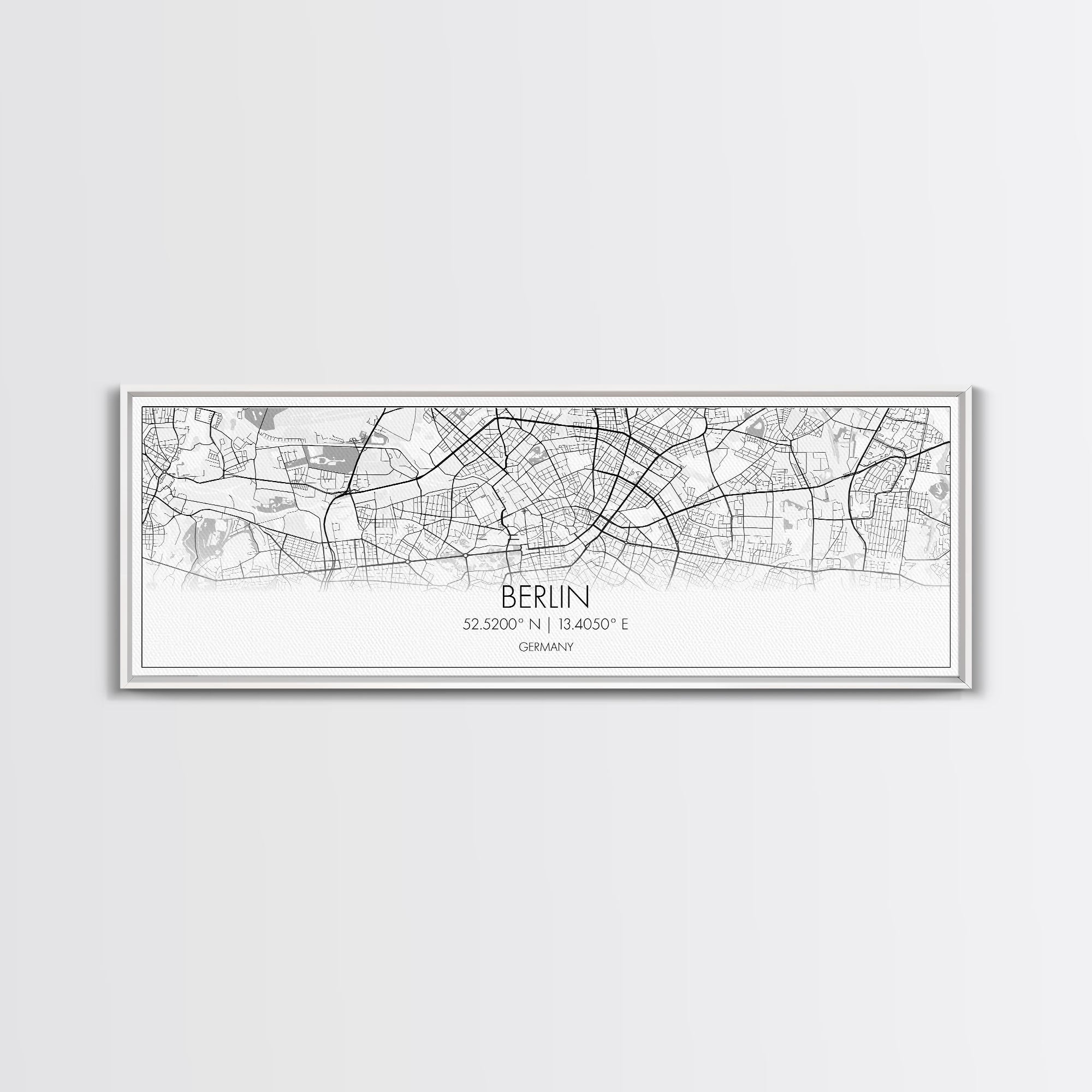 Panoramic Berlin City Map, Germany Art, Map Print, Minimalist Wall Art, Canvas Art, Housewarming Gift, Street Map Art, Closing Gift