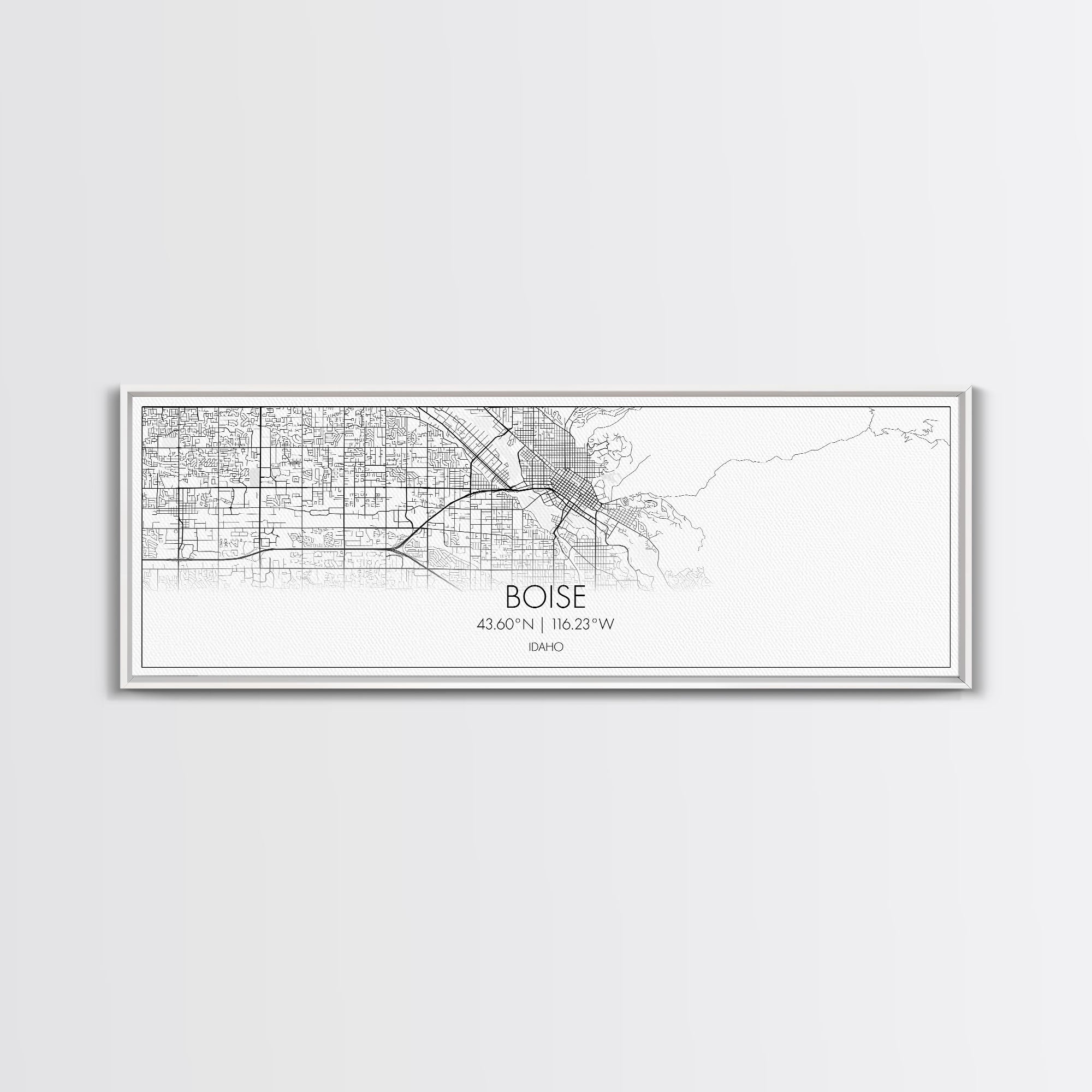 Panoramic Boise City Map, Idaho Art, Map Print, Minimalist Wall Art, Canvas Art, Housewarming Gift, Street Map Art, Closing Gift