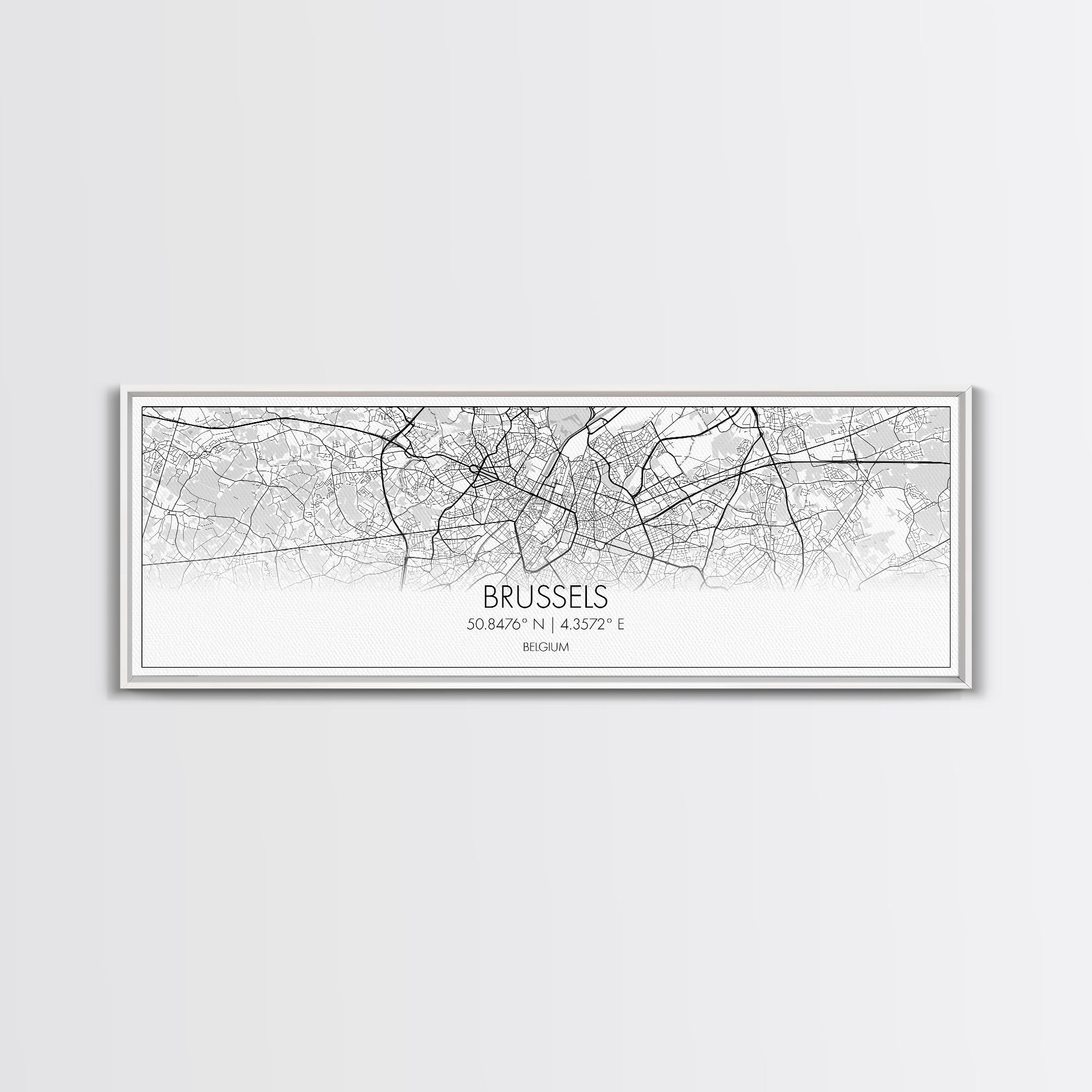 Panoramic Brussels City Map, Belgium Art, Map Print, Minimalist Wall Art, Canvas Art, Housewarming Gift, Street Map Art, Closing Gift