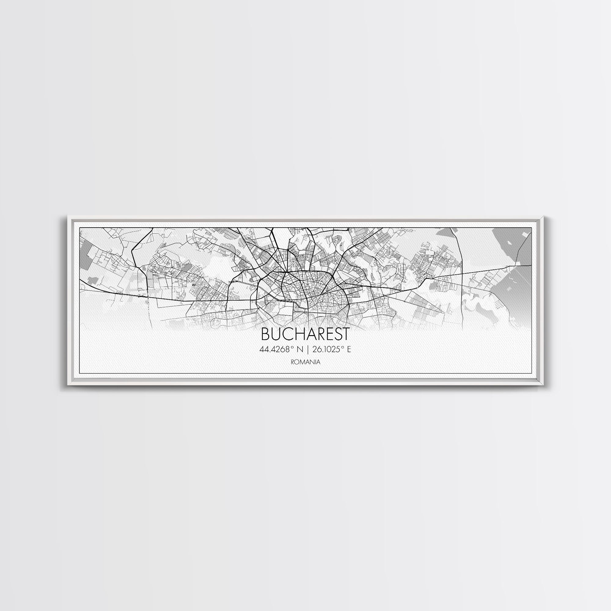 Panoramic Bucharest City Map, Romania Art, Map Print, Minimalist Wall Art, Canvas Art, Housewarming Gift, Street Map Art, Closing Gift