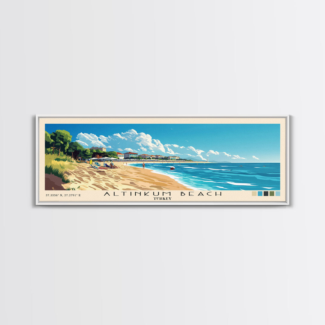 Altinkum Beach, Turkey Panoramic Beach Print, Vacation Gift, Turkey Wall Art, Beach Painting, Beach Decor, Beach Painting