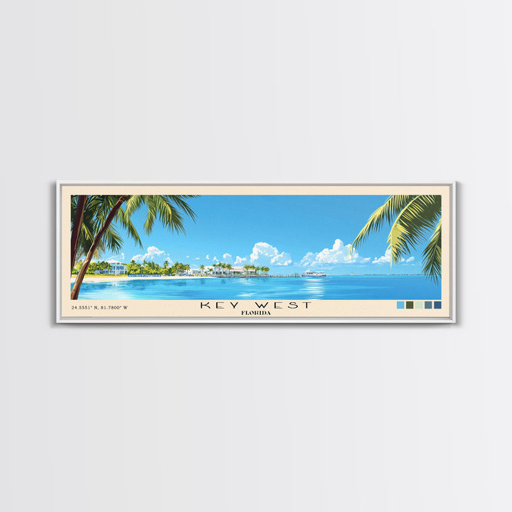 Key West, Florida Panoramic Print, Vacation Gift, Florida Wall Art, Beach Painting, Beach Decor, Beach Or Lakehouse Art