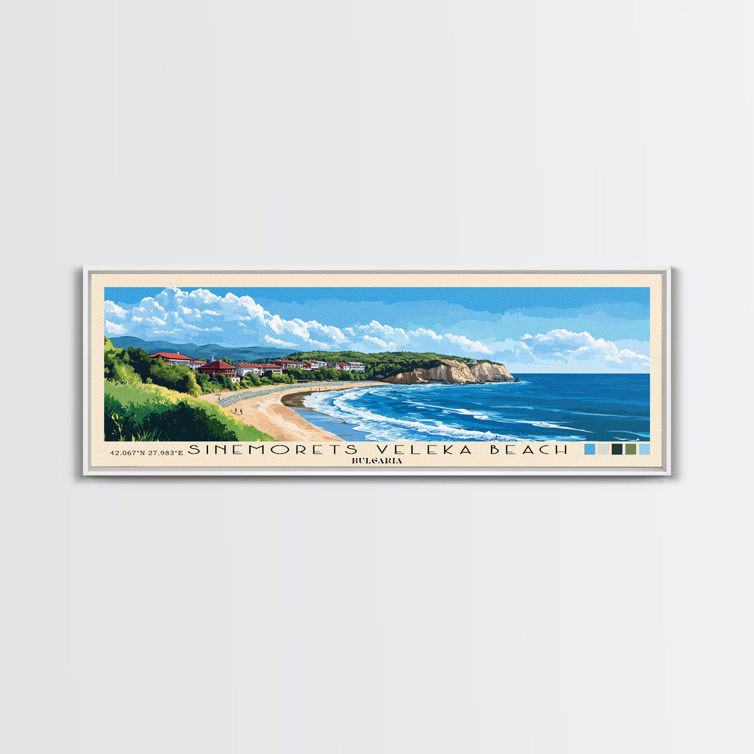 Sinemorets Veleka Beach, Bulgaria Panoramic Print, Vacation Gift, Bulgaria Wall Art, Beach Painting, Beach Decor, Beach Or Lakehouse Art