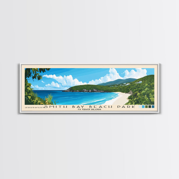 Smith Bay Beach Park, US Virgin islands Panoramic Print, Vacation Gift, US Virgin islands Wall Art, Vacation Wall Art, Vacatation Memories, Beach Decor, Beach Or Lakehouse Art