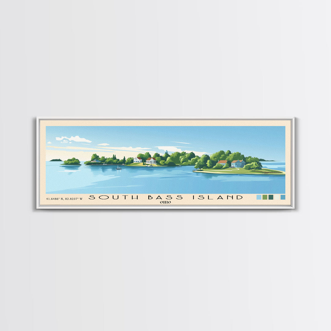 South Bass Island, Ohio Panoramic Print, Vacation Gift, Ohio Wall Art, Beach Painting, Beach Decor, Large Wall Art, Wood Frame Art