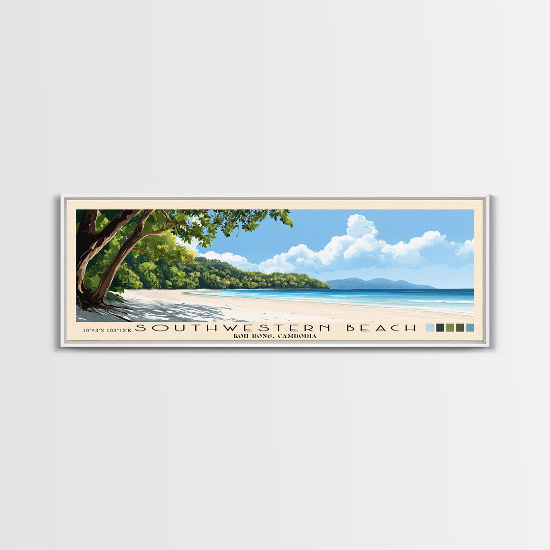 Southwestern Beach, Koh Rong, Cambodia Panoramic Print, Vacation Gift, Koh Rong, Cambodia Wall Art, Vacation Wall Art, Vacatation Memories, Beach Decor, Beach Or Lakehouse Art