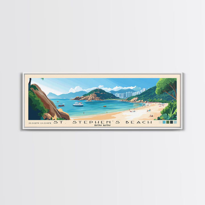 St. Stephen's Beach, Hong Kong Panoramic Print, Vacation Gift, Hong Kong Wall Art, Vacation Wall Art, Vacatation Memories, Beach Decor, Beach Or Lakehouse Art