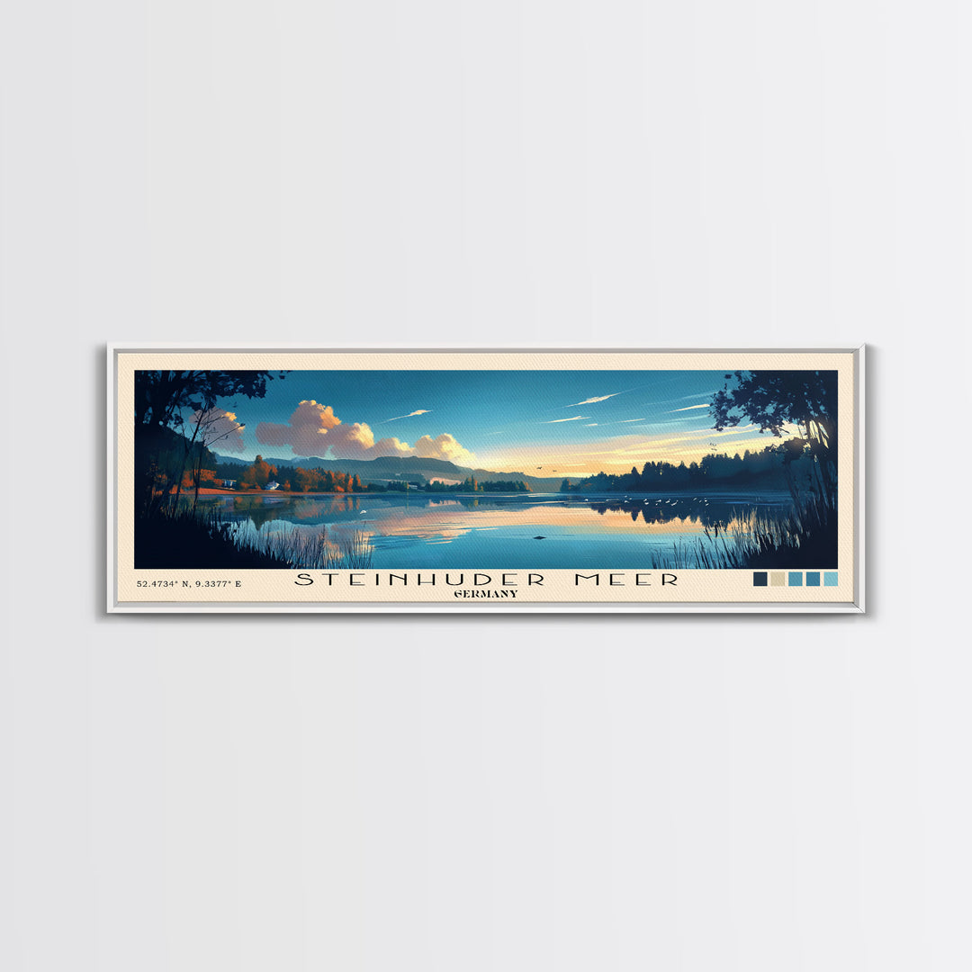 Steinhuder Meer, Germany Panoramic Beach Print, Vacation Gift, Germany Wall Art, Framed Canvas Print, Framed Beach Painting