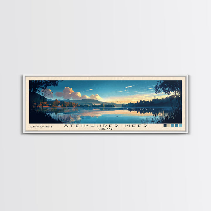 Steinhuder Meer, Germany Panoramic Beach Print, Vacation Gift, Germany Wall Art, Framed Canvas Print, Framed Beach Painting