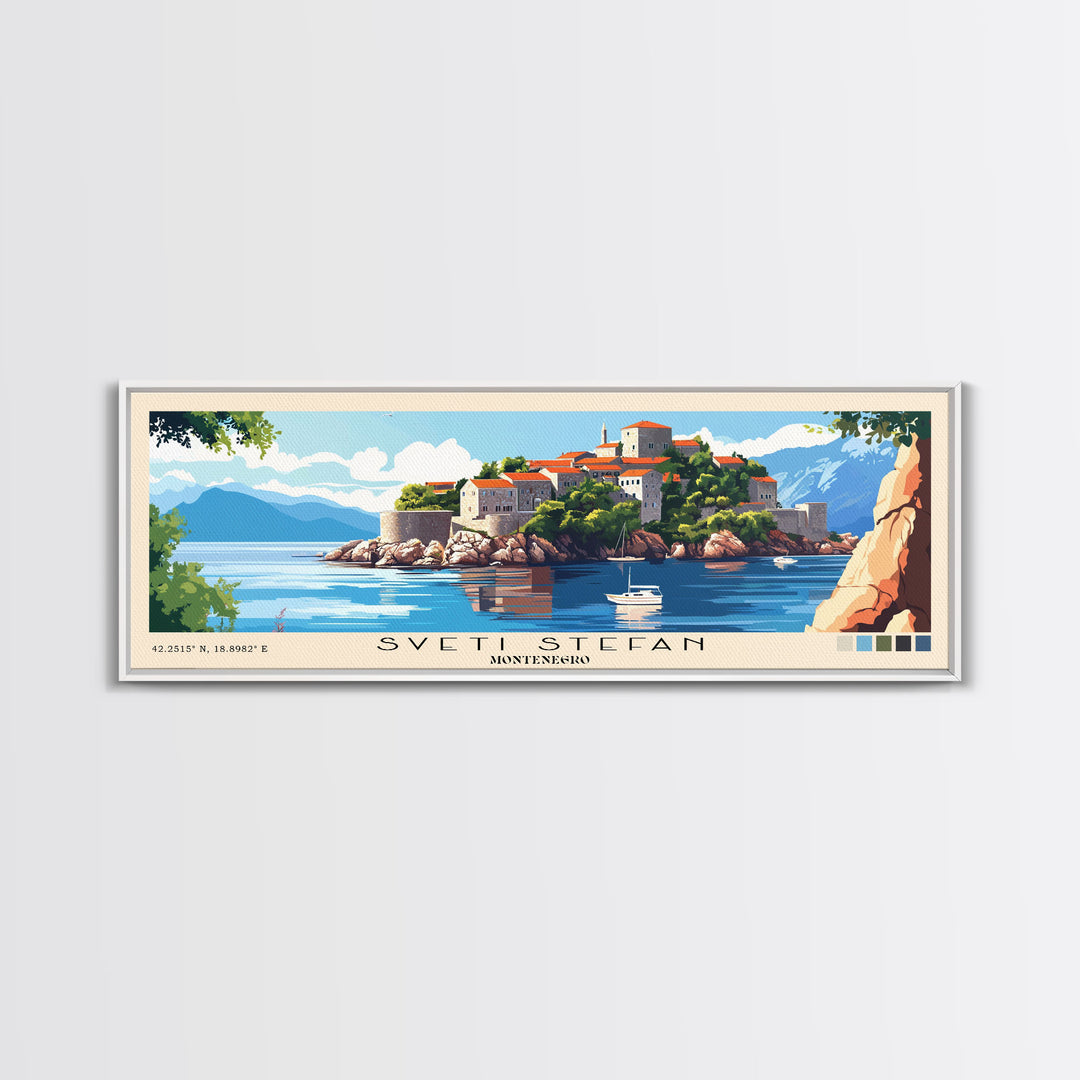 Sveti Stefan, Montenegro Panoramic Print, Vacation Gift, Montenegro Wall Art, Vacation Wall Art, Vacatation Memories, Beach Decor, Beach Or Lakehouse Art