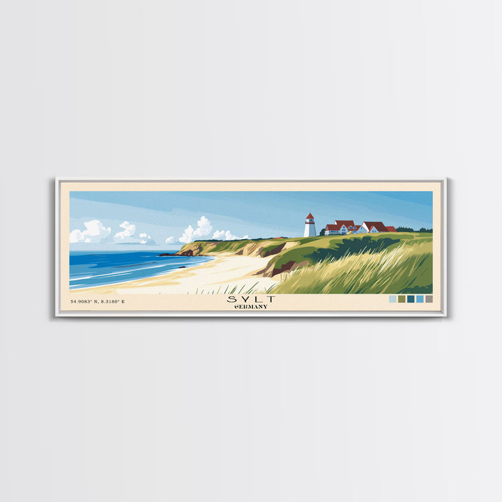 Sylt, Germany Panoramic Print, Vacation Gift, Germany Wall Art, Beach Painting, Beach Decor, Beach Or Lakehouse Art