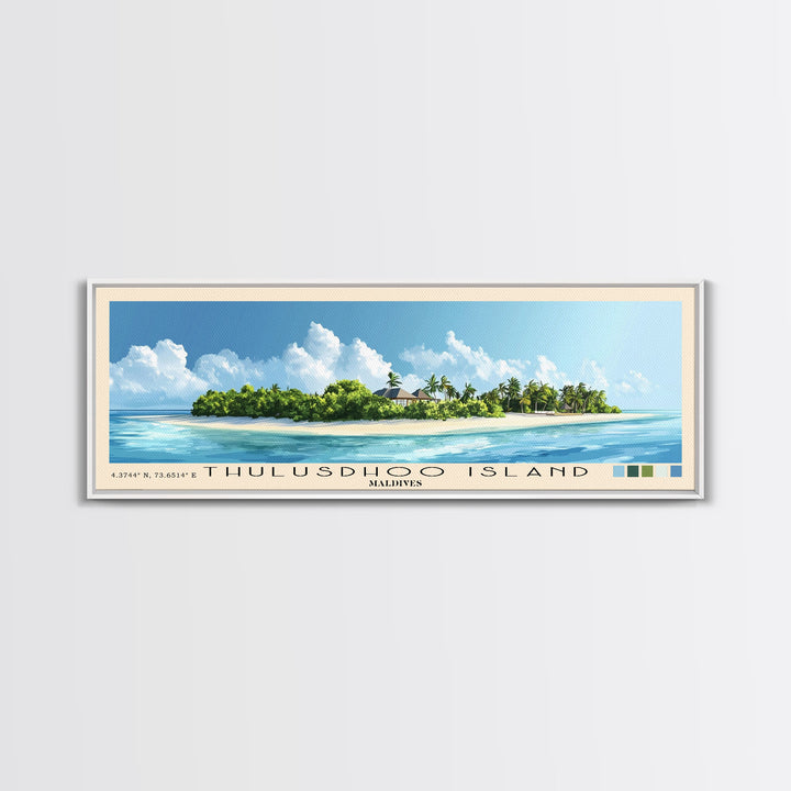 Thulusdhoo Island, Maldives Panoramic Print, Vacation Gift, Maldives Wall Art, Beach Painting, Beach Decor, Beach Or Lakehouse Art