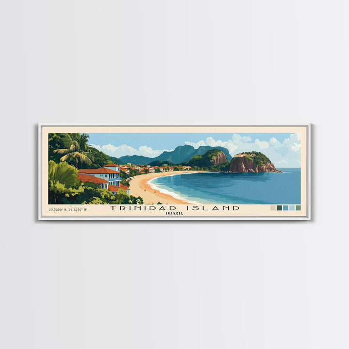 Trinidad Island, Brazil Panoramic Print, Vacation Gift, Brazil Wall Art, Beach Painting, Beach Decor, Large Wall Art, Wood Frame Art