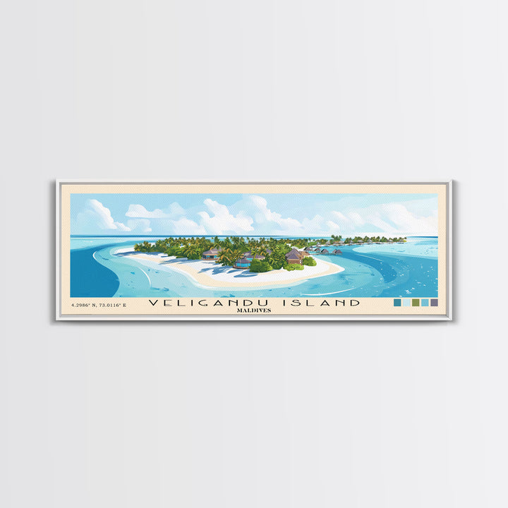 Veligandu Island, Maldives Panoramic Beach Print, Vacation Gift, Maldives Wall Art, Beach Painting, Beach Decor, Beach Painting