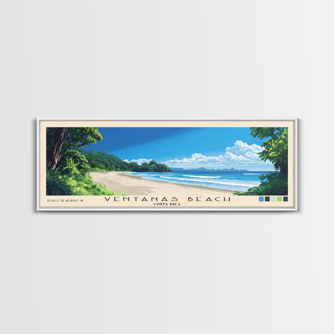 Ventanas Beach, Costa Rica Panoramic Print, Vacation Gift, Costa Rica Wall Art, Beach Painting, Beach Decor, Beach Or Lakehouse Art