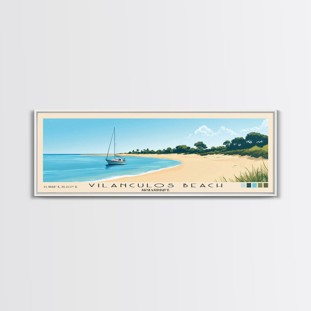 Vilanculos Beach, Mozambique Panoramic Print, Vacation Gift, Mozambique Wall Art, Beach Painting, Beach Decor, Large Wall Art, Wood Frame Art