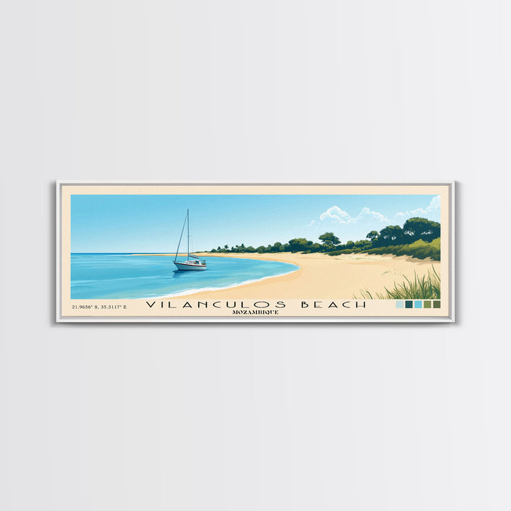 Vilanculos Beach, Mozambique Panoramic Print, Vacation Gift, Mozambique Wall Art, Beach Painting, Beach Decor, Large Wall Art, Wood Frame Art