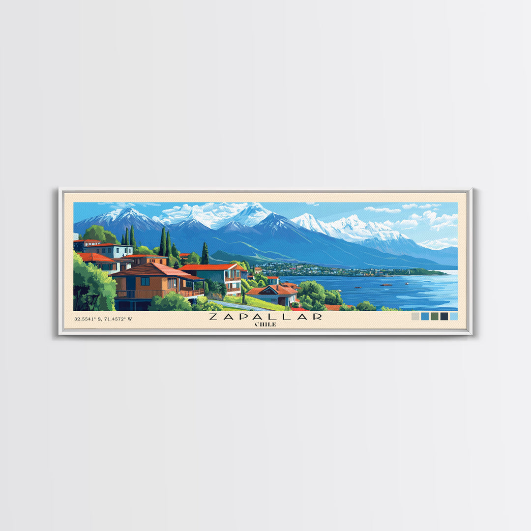 Zapallar, Chile Panoramic Print, Vacation Gift, Chile Wall Art, Beach Painting, Beach Decor, Beach Or Lakehouse Art