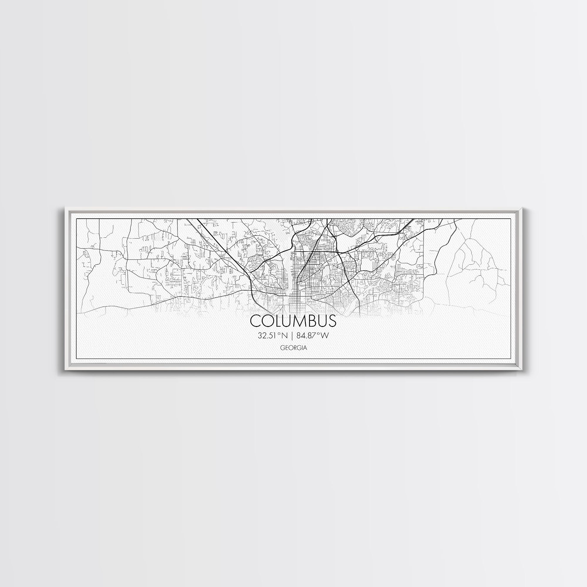 Panoramic Columbus City Map, Georgia Art, Map Print, Minimalist Wall Art, Canvas Art, Housewarming Gift, Street Map Art, Closing Gift