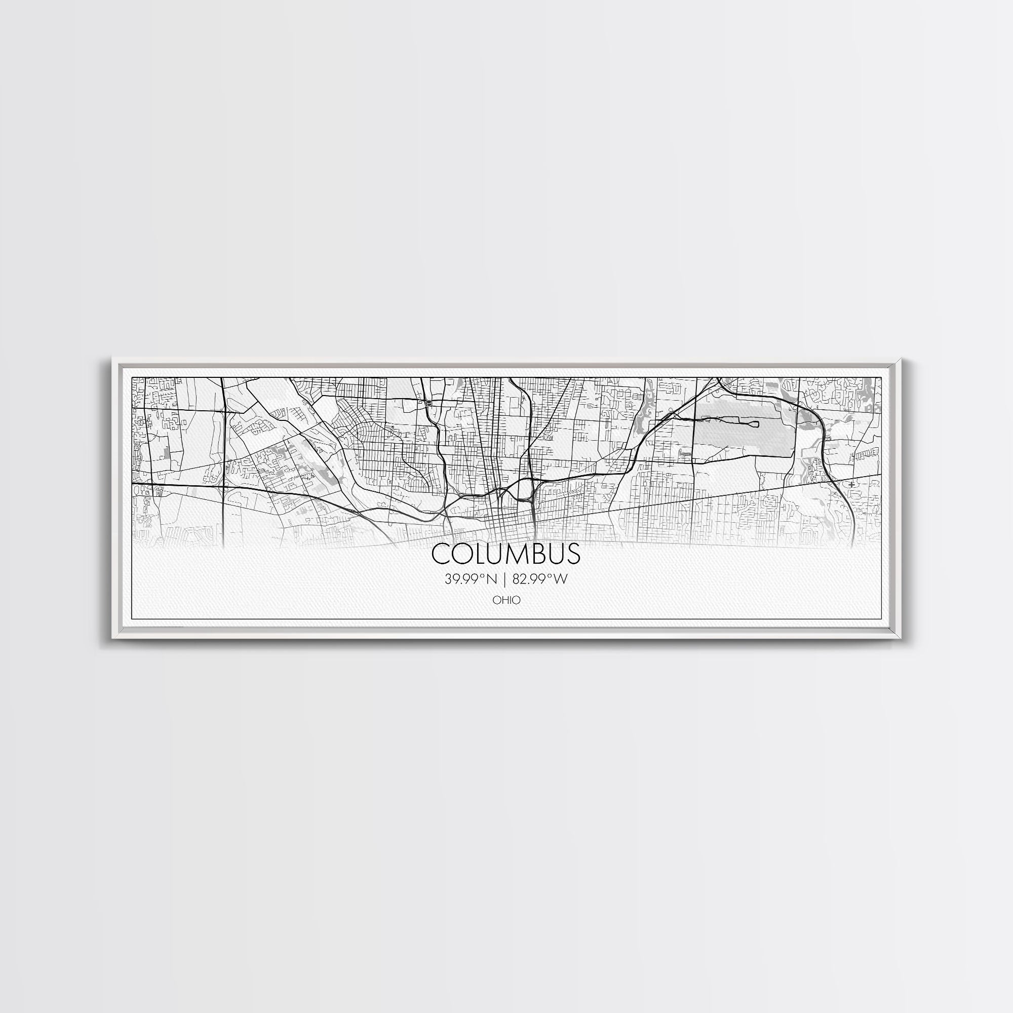 Panoramic Columbus City Map, Ohio Art, Map Print, Minimalist Wall Art, Canvas Art, Housewarming Gift, Street Map Art, Closing Gift