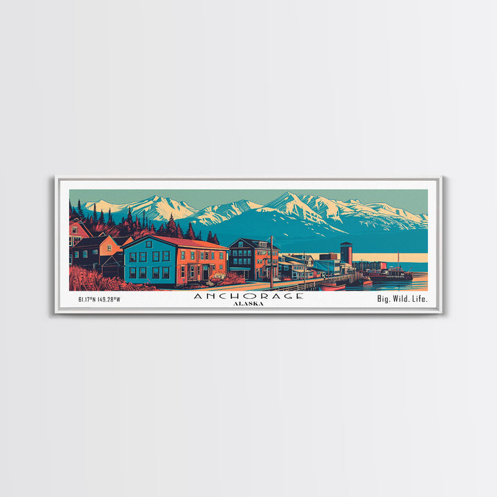 Anchorage Alaska Panoramic Travel Poster Canvas Print