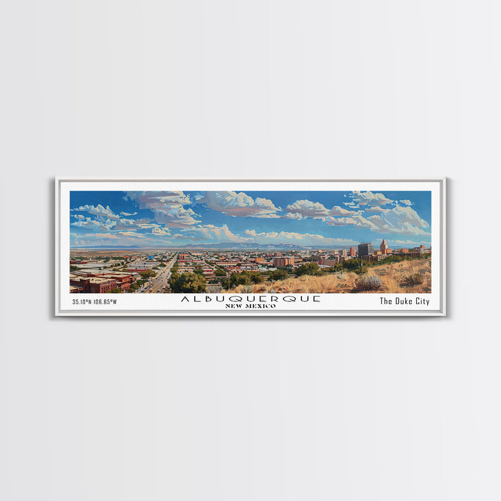 Albuquerque New Mexico Panoramic Painting, Watercolor Framed Canvas Print, Scenic City Art, Travel Poster, Home Decor, Office Wall Art, Gift Idea