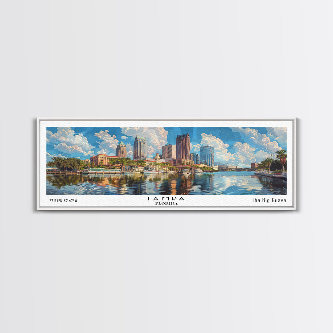 Tampa Florida Travel Poster, Framed Canvas Print, Wall Art, Home Decor, Office Art, Living Room Art, Travel Gift, Vintage Style