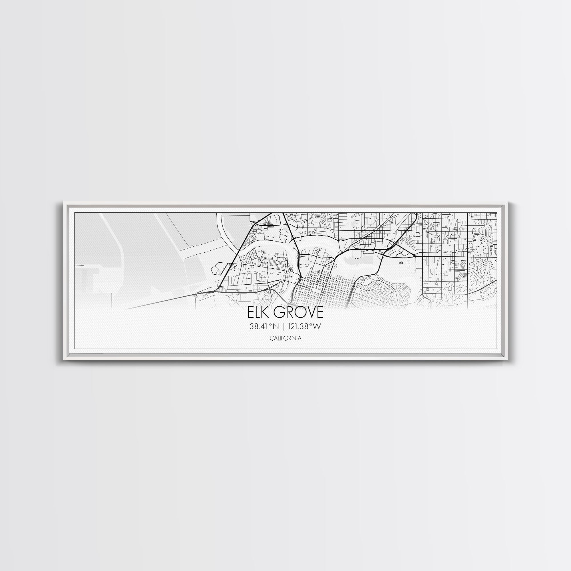 Panoramic Elk Grove City Map, California Art, Map Print, Minimalist Wall Art, Canvas Art, Housewarming Gift, Street Map Art, Closing Gift