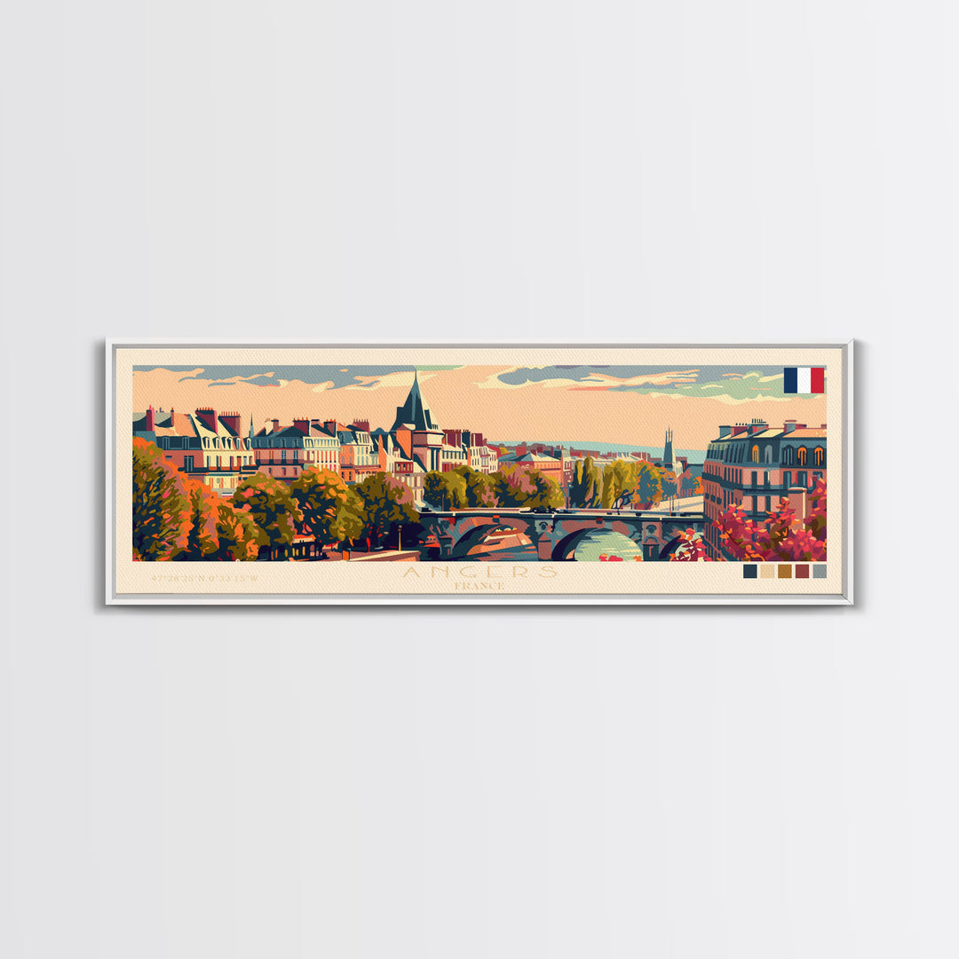 Angers France Wall Art, Panoramic Travel Poster, Panoramic Framed Canvas Print, City Wall Art, Wall Hanging Home Decor, Travel Art