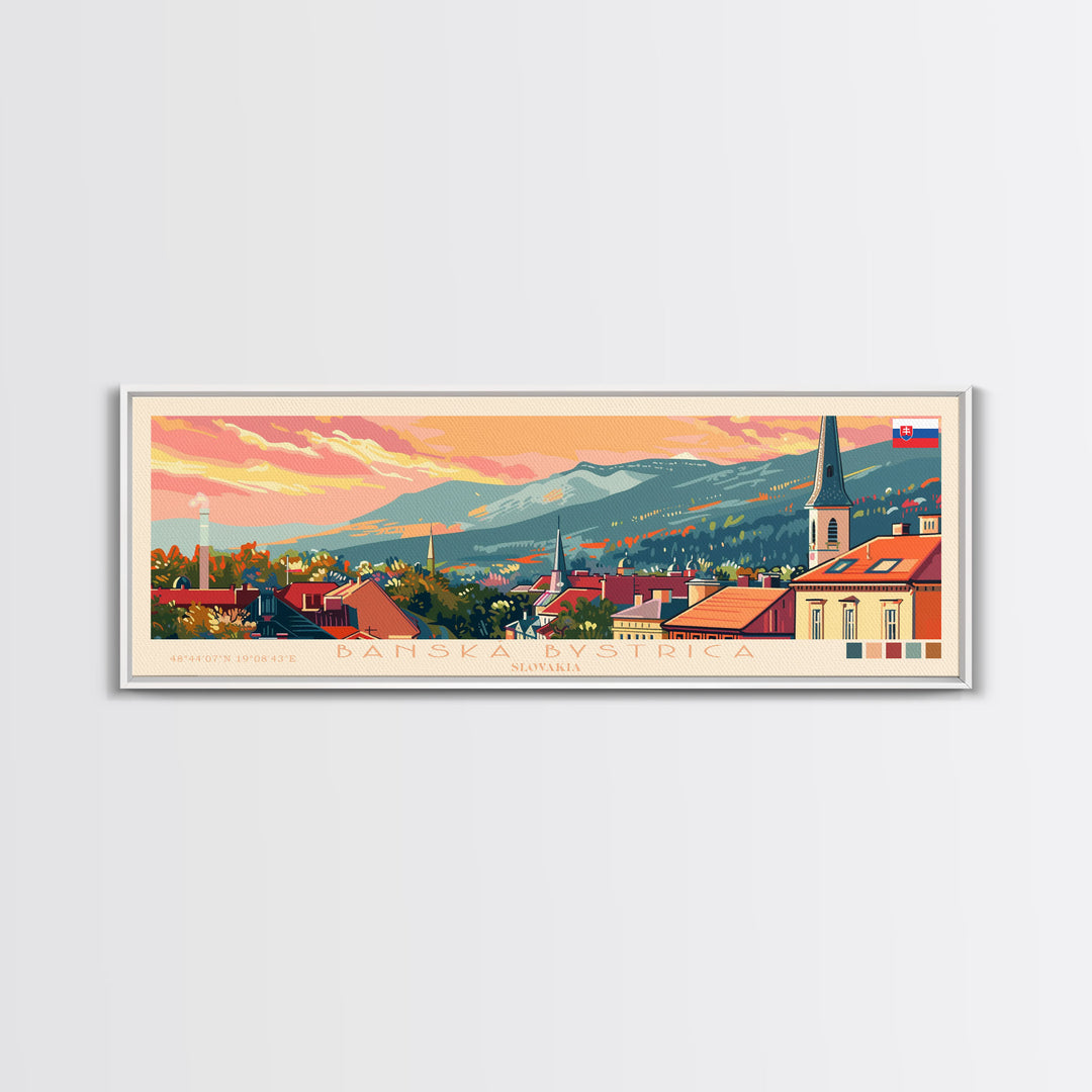 Banska Bystrica Wall Art, Panoramic Travel Poster, Panoramic Framed Canvas Print, City Wall Art, Wall Hanging Home Decor, Travel Art