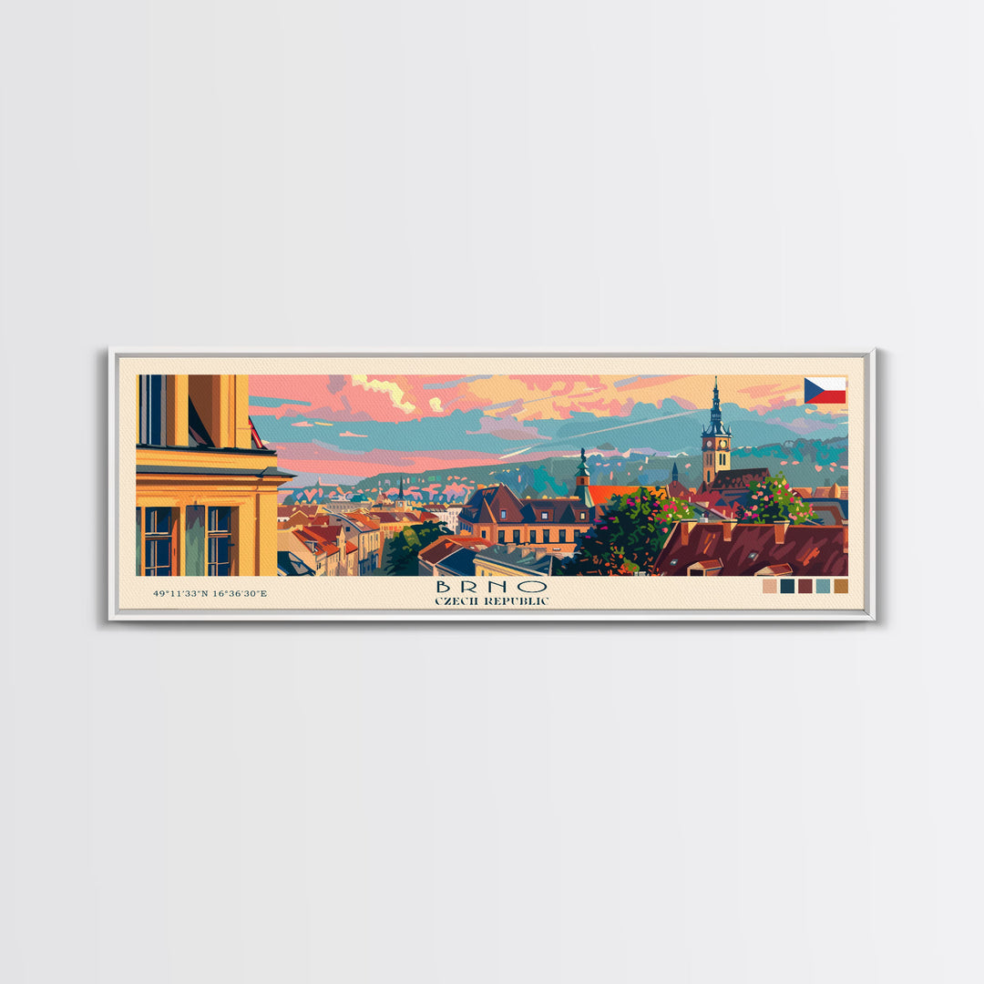 Brno CzechRepublic art Travel Print Wall Art, Panoramic City Art, Travel Art, Wall Decor, Vacation Gift, Framed Canvas Print Or Metal Art