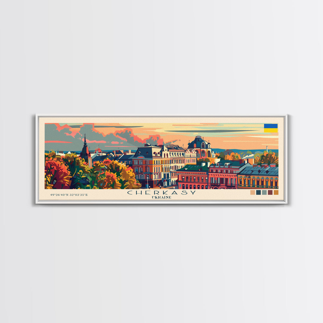 Cherkasy Ukraine Travel Art, City Art, Framed Canvas Print or Metal Wall Art, Europe Travel Poster, Panoramic Wall Art, Extra Wide Wall Art