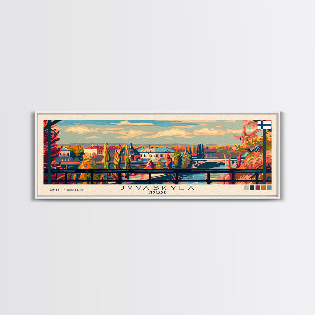 Jyvaskyla Finland Travel Art, City Art, Framed Canvas Print or Metal Wall Art, Europe Travel Poster, Panoramic Wall Art, Extra Wide Wall Art