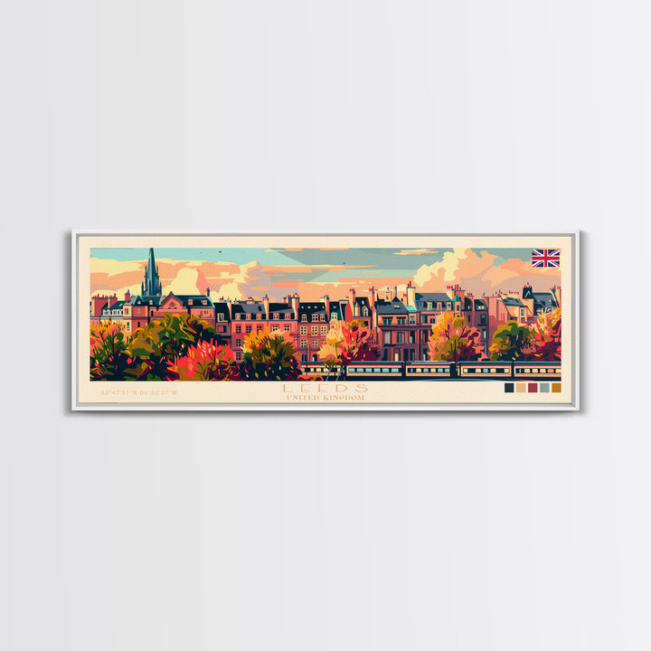 Leeds United Kingdom Wall Art, Panoramic Travel Poster, Panoramic Framed Canvas Print, City Wall Art, Wall Hanging Home Decor, Travel Art