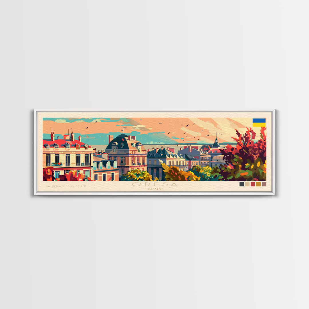 Odesa Ukraine Travel Print Wall Art, Panoramic City Art, Travel Art, Wall Decor, Vacation Gift, Framed Canvas Print Or Metal Art