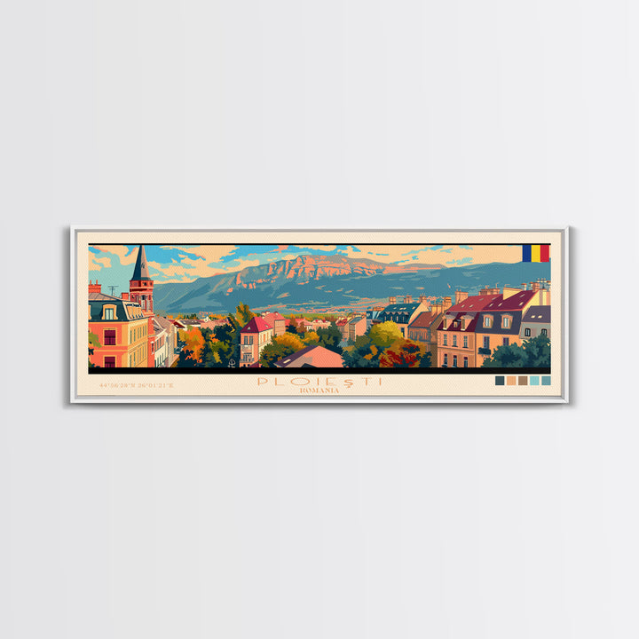 Ploiesti Romania Travel Print Wall Art, Panoramic City Art, Travel Art, Wall Decor, Vacation Gift, Framed Canvas Print Or Metal Art