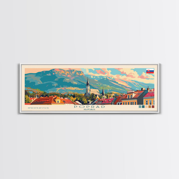 Poprad Slovakia Travel Print Wall Art, Panoramic City Art, Travel Art, Wall Decor, Vacation Gift, Framed Canvas Print Or Metal Art