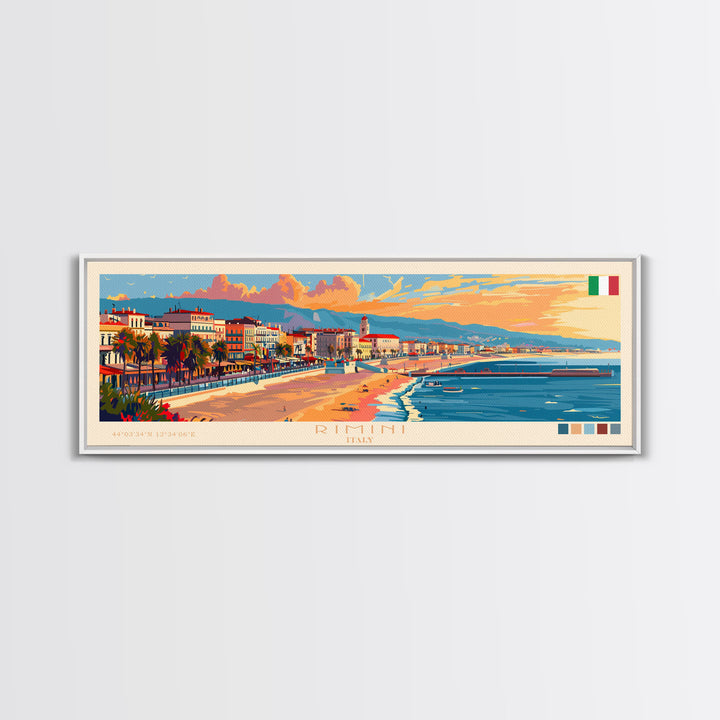 Rimini Italy Travel Art, City Art, Framed Canvas Print or Metal Wall Art, Europe Travel Poster, Panoramic Wall Art, Extra Wide Wall Art