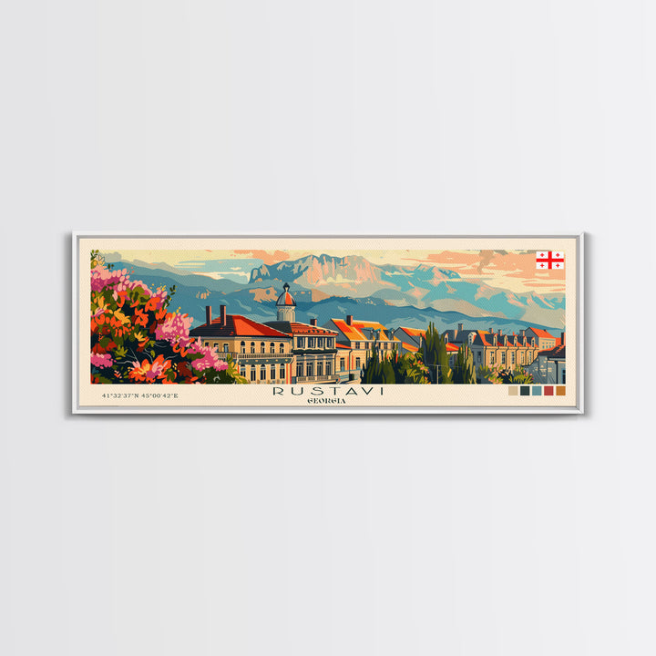 Rustavi Georgia Travel Art, City Art, Framed Canvas Print or Metal Wall Art, Europe Travel Poster, Panoramic Wall Art, Extra Wide Wall Art