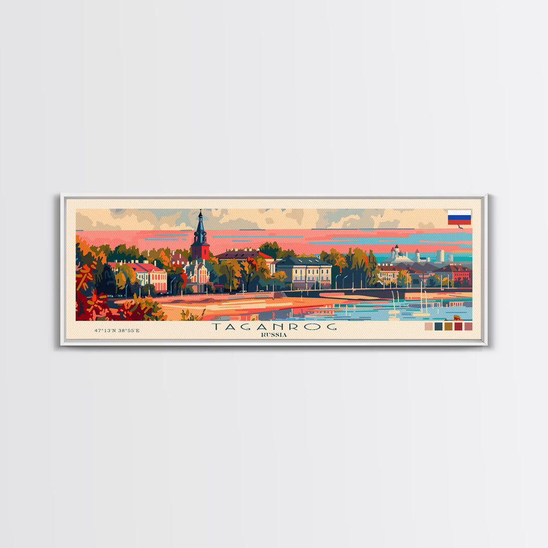 Taganrog Russia Travel Art, City Art, Framed Canvas Print or Metal Wall Art, Europe Travel Poster, Panoramic Wall Art, Extra Wide Wall Art