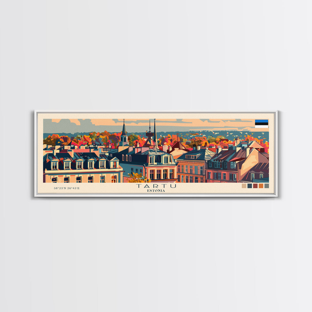 Tartu Estonia Wall Art, Panoramic Travel Poster, Panoramic Framed Canvas Print, City Wall Art, Wall Hanging Home Decor, Travel Art