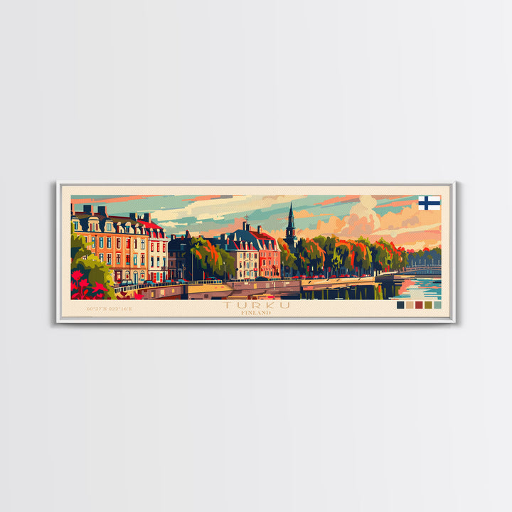 Turku Finland Wall Art, Panoramic Travel Poster, Panoramic Framed Canvas Print, City Wall Art, Wall Hanging Home Decor, Travel Art