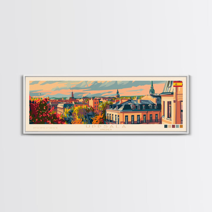 Uppsala Sweden Wall Art, Panoramic Travel Poster, Panoramic Framed Canvas Print, City Wall Art, Wall Hanging Home Decor, Travel Art