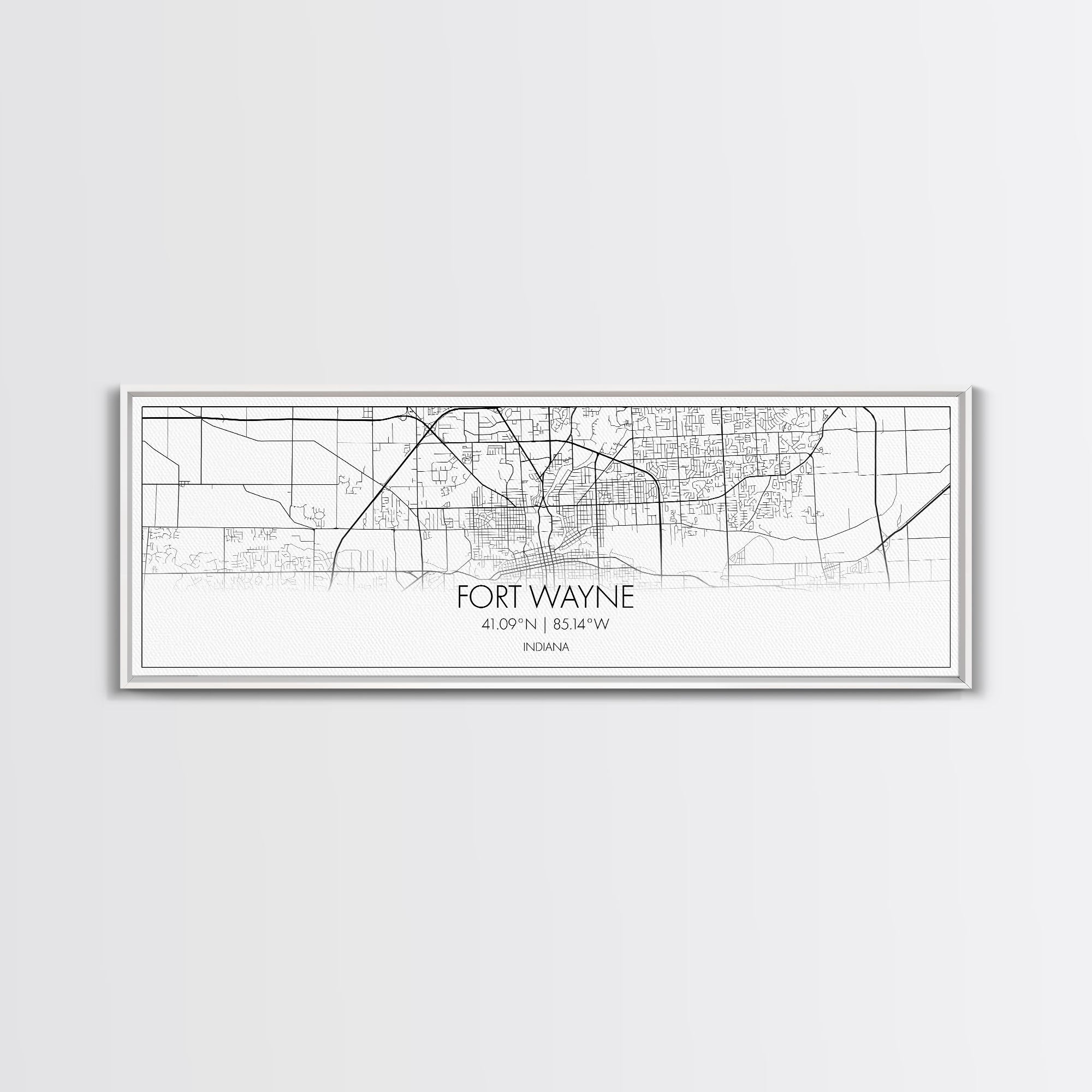 Panoramic Fort Wayne City Map, Indiana Art, Map Print, Minimalist Wall Art, Canvas Art, Housewarming Gift, Street Map Art, Closing Gift