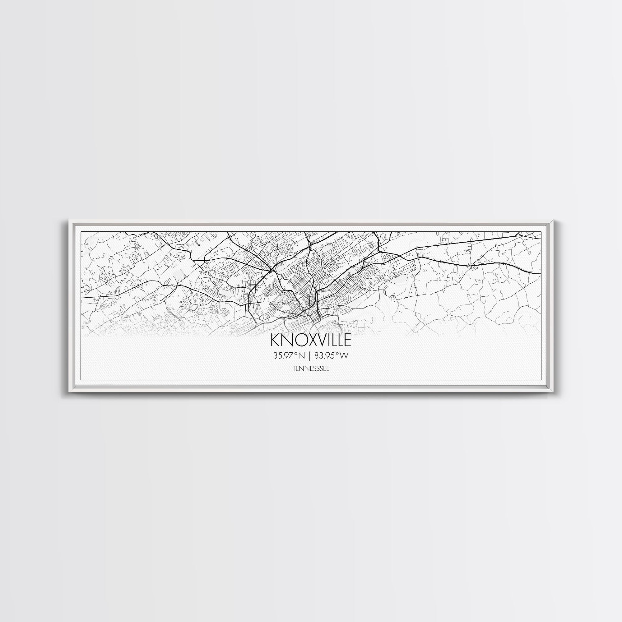 Panoramic Knoxville City Map, Tennessee Art, Map Print, Minimalist Wall Art, Canvas Art, Housewarming Gift, Street Map Art, Closing Gift