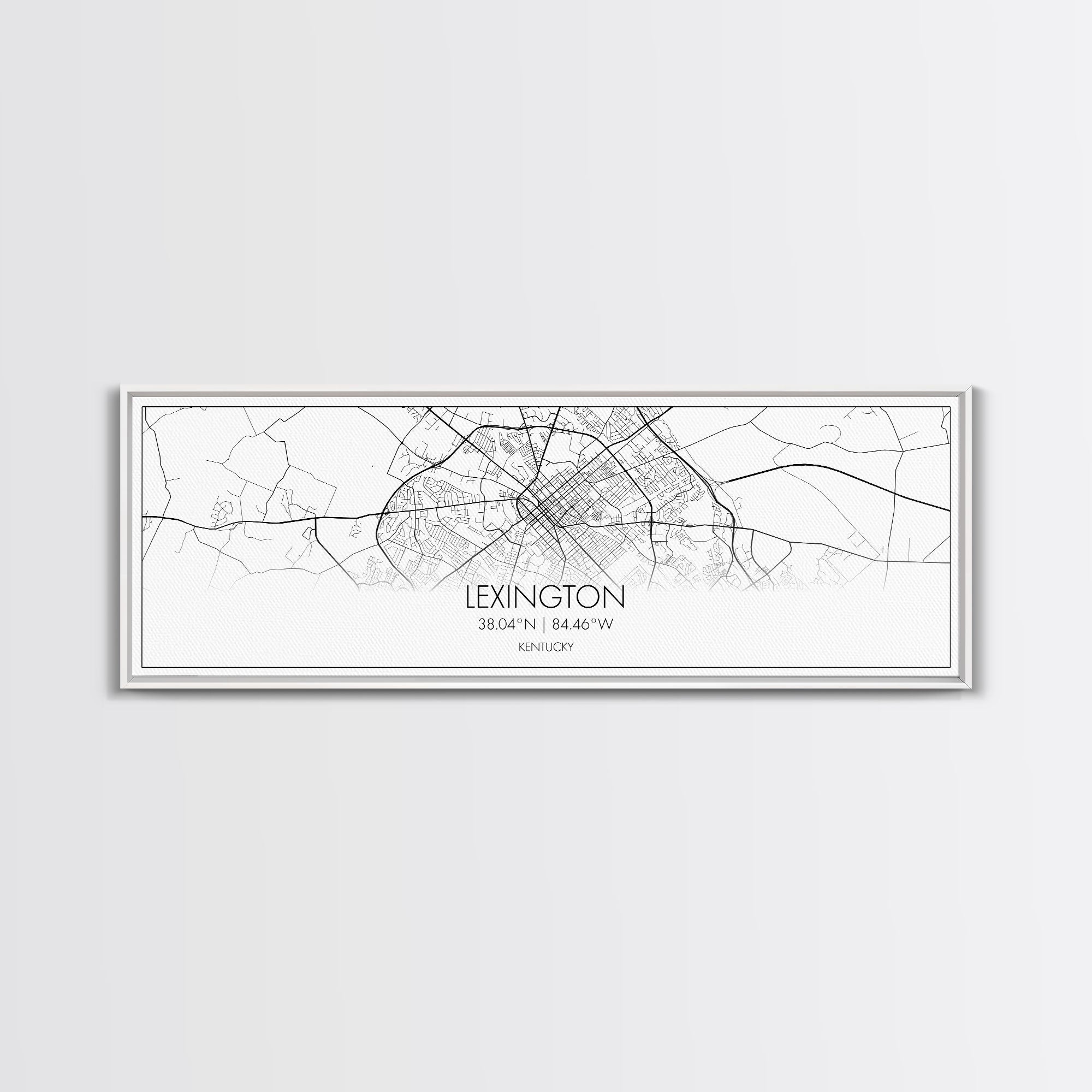 Panoramic Lexington City Map, Kentucky Art, Map Print, Minimalist Wall Art, Canvas Art, Housewarming Gift, Street Map Art, Closing Gift