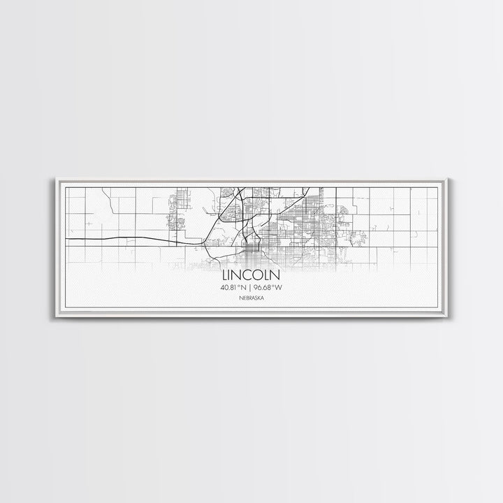 Panoramic Lincoln City Map, Nebraska Art, Map Print, Minimalist Wall Art, Canvas Art, Housewarming Gift, Street Map Art, Closing Gift