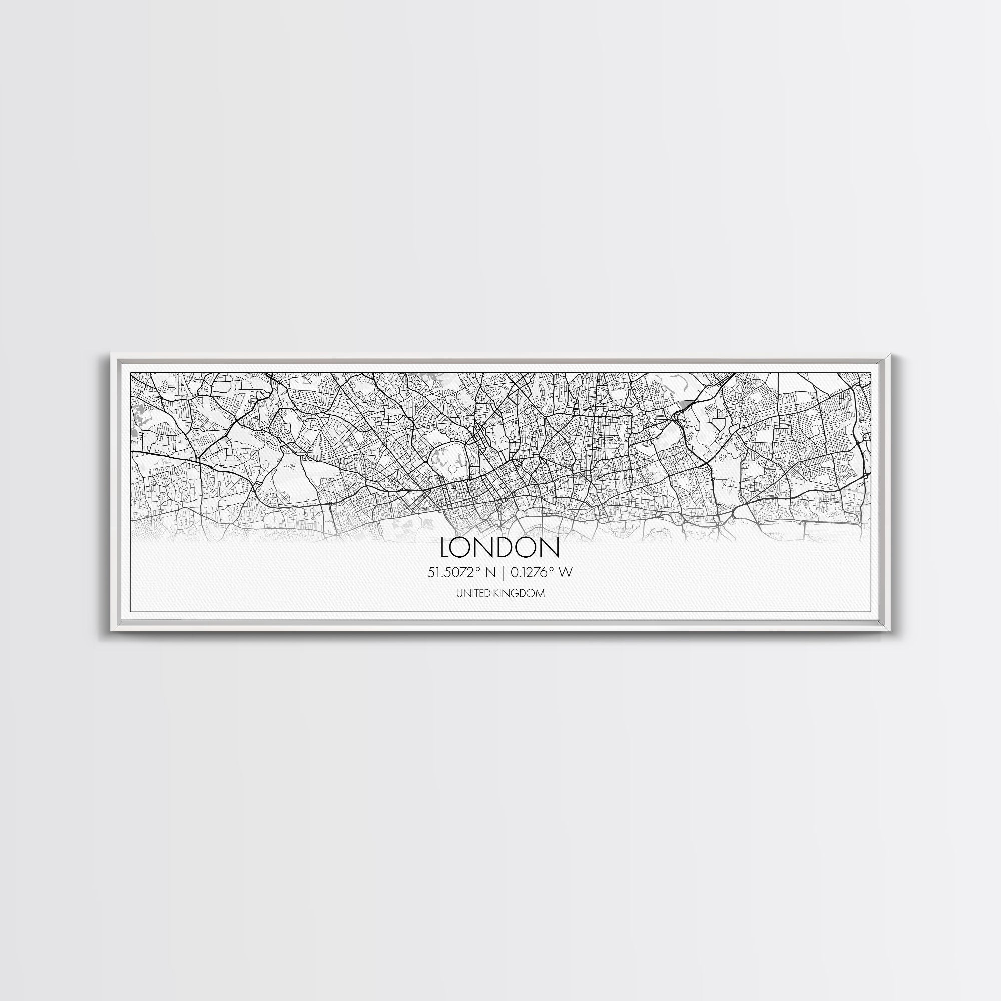 Panoramic London City Map, United Kingdom Art, Map Print, Minimalist Wall Art, Canvas Art, Housewarming Gift, Street Map Art, Closing Gift