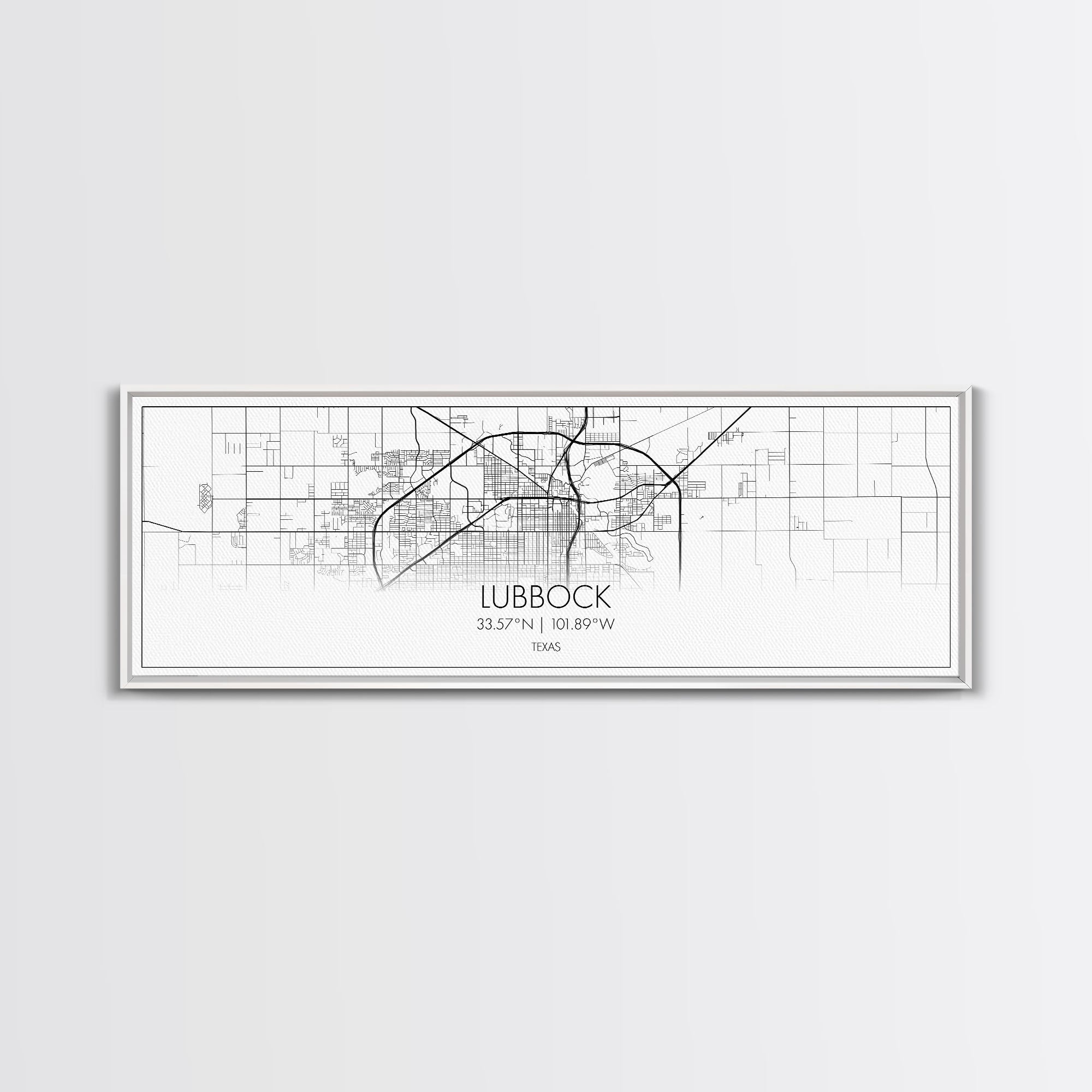 Panoramic Lubbock City Map, Texas Art, Map Print, Minimalist Wall Art, Canvas Art, Housewarming Gift, Street Map Art, Closing Gift