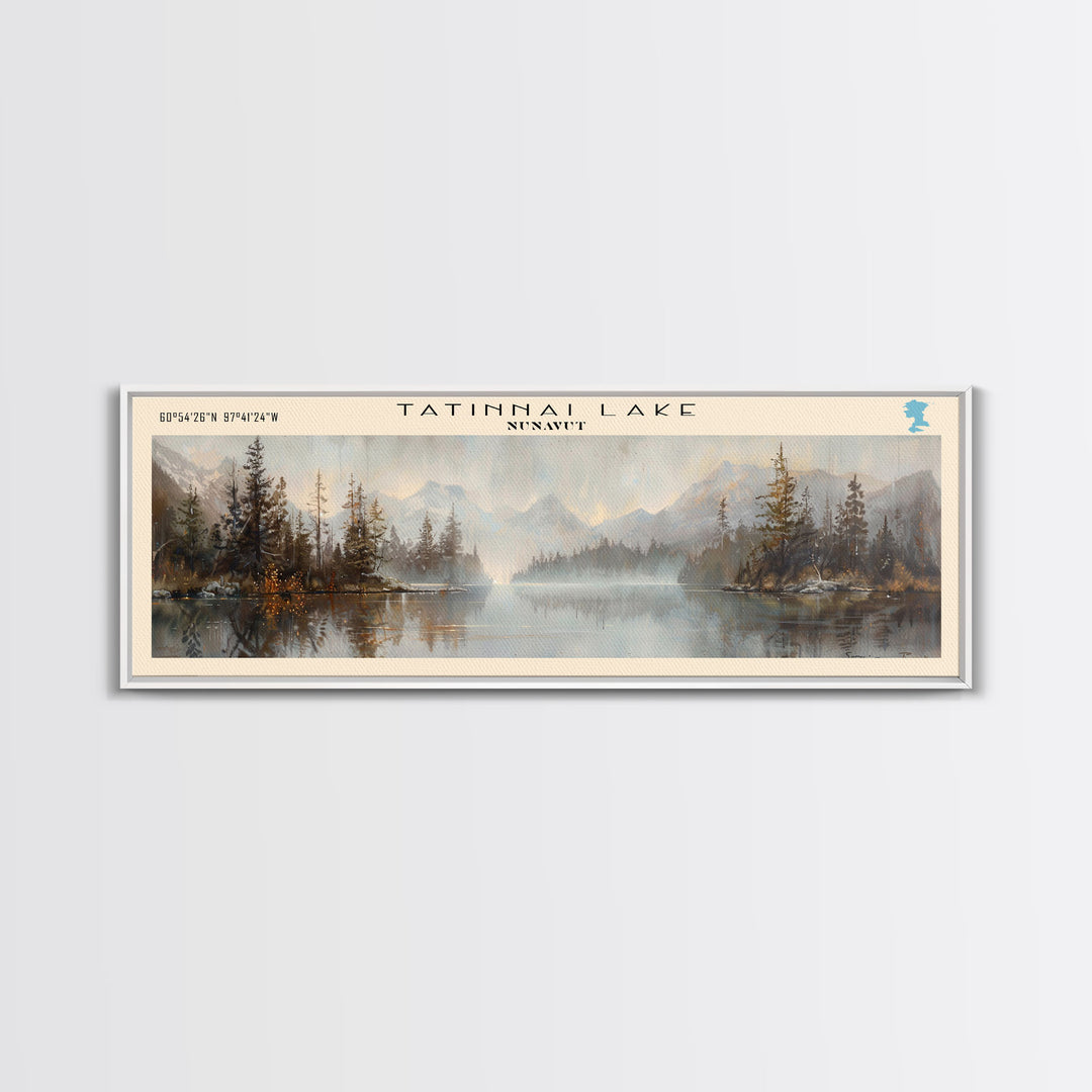 Tatinnai Lake Panoramic Wall Art, Framed Canvas Print, Lake House Decor, Travel Poster, Beautiful Lake Scene, Living Room Decor, Home Decoration